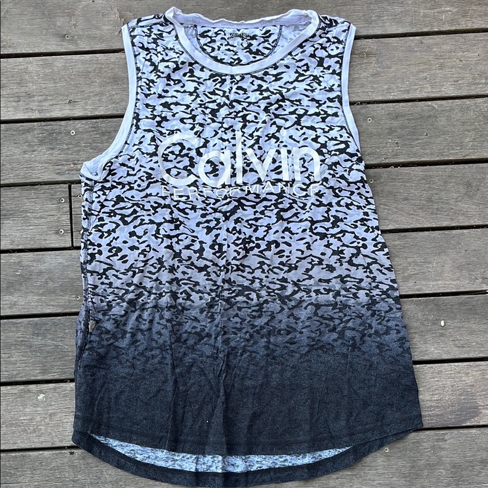 Calvin Klein Black and Gray Sleeveless Top